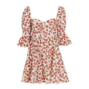 AGUA BY AGUA BENDITA Cedro Floral Linen Mini Dress, XS